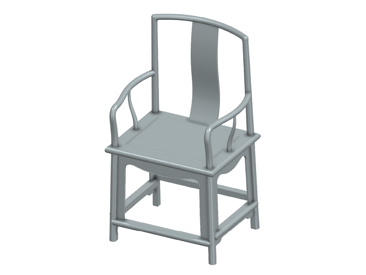 Nanguan Hat Chair CAD assembly with traditional mortise and tenon joinery